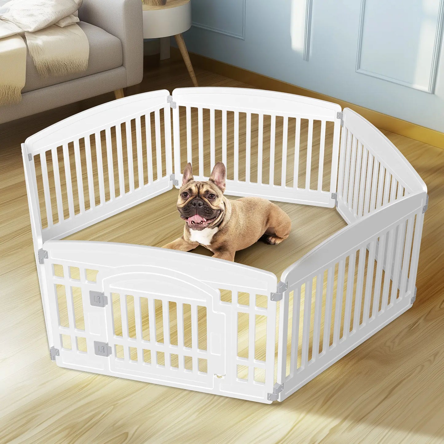 Portable Pet Playpen with Lockable Gate – Foldable Puppy Fence for Indoor & Outdoor Use