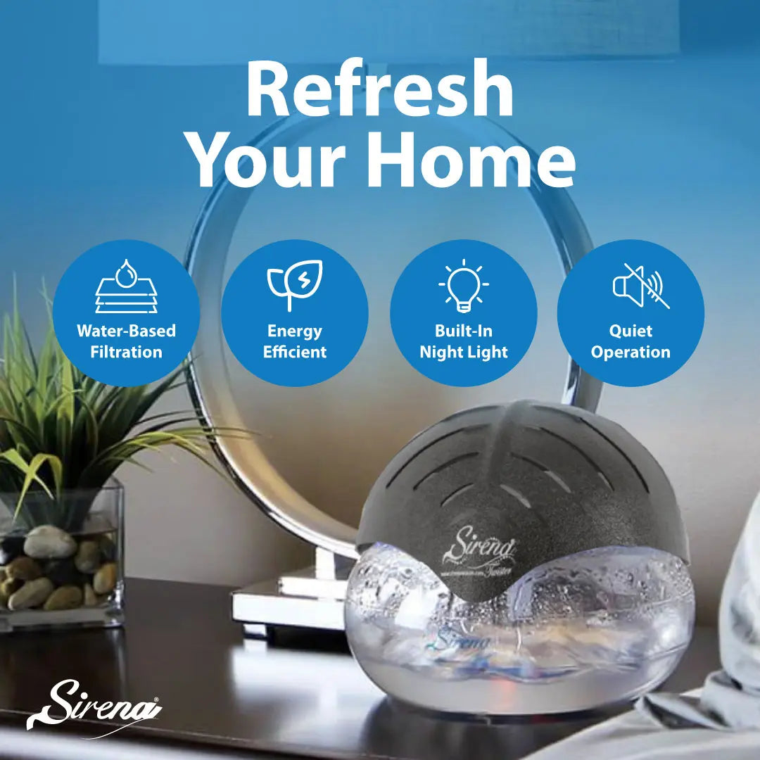 Water Air Purifier with Essential Oil Diffuser & LED Night Light, Home Air Cleaner for Odors, Smoke & Pets