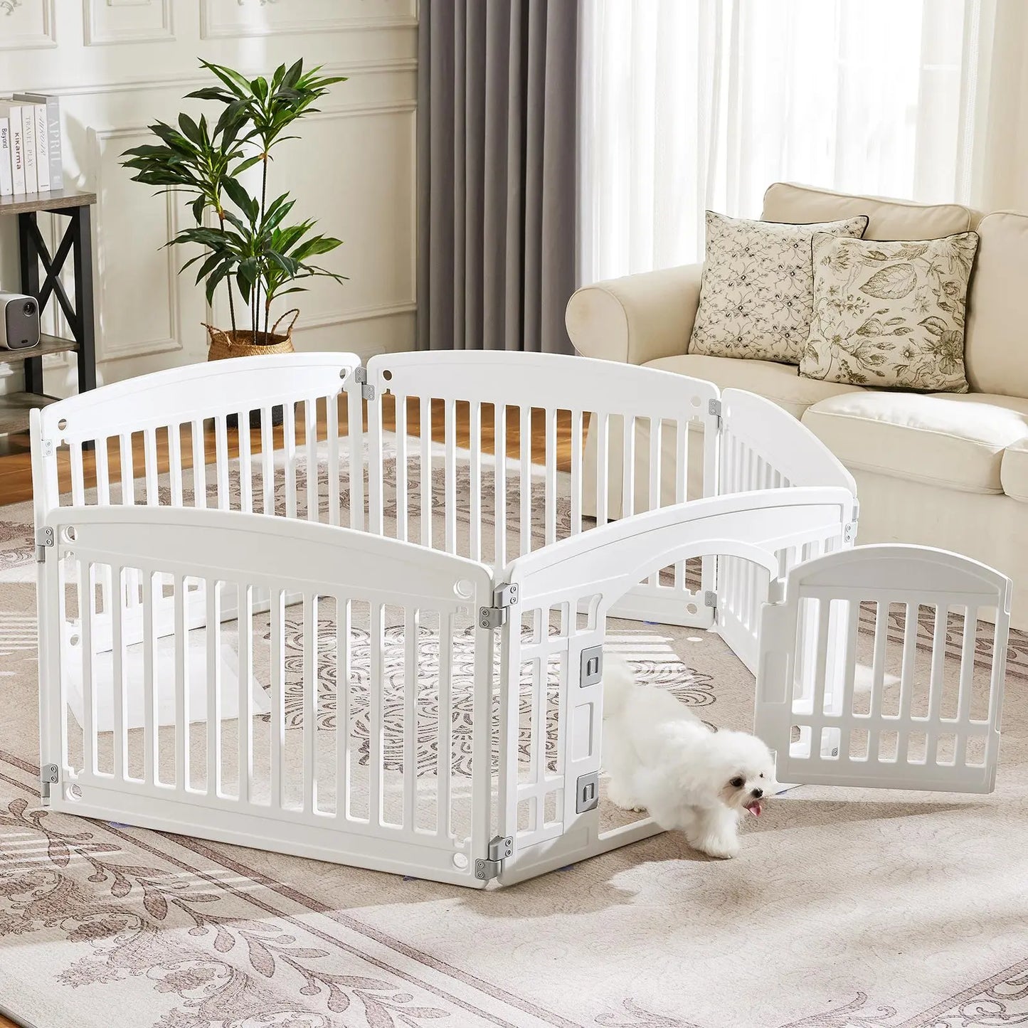 Portable Pet Playpen with Lockable Gate – Foldable Puppy Fence for Indoor & Outdoor Use