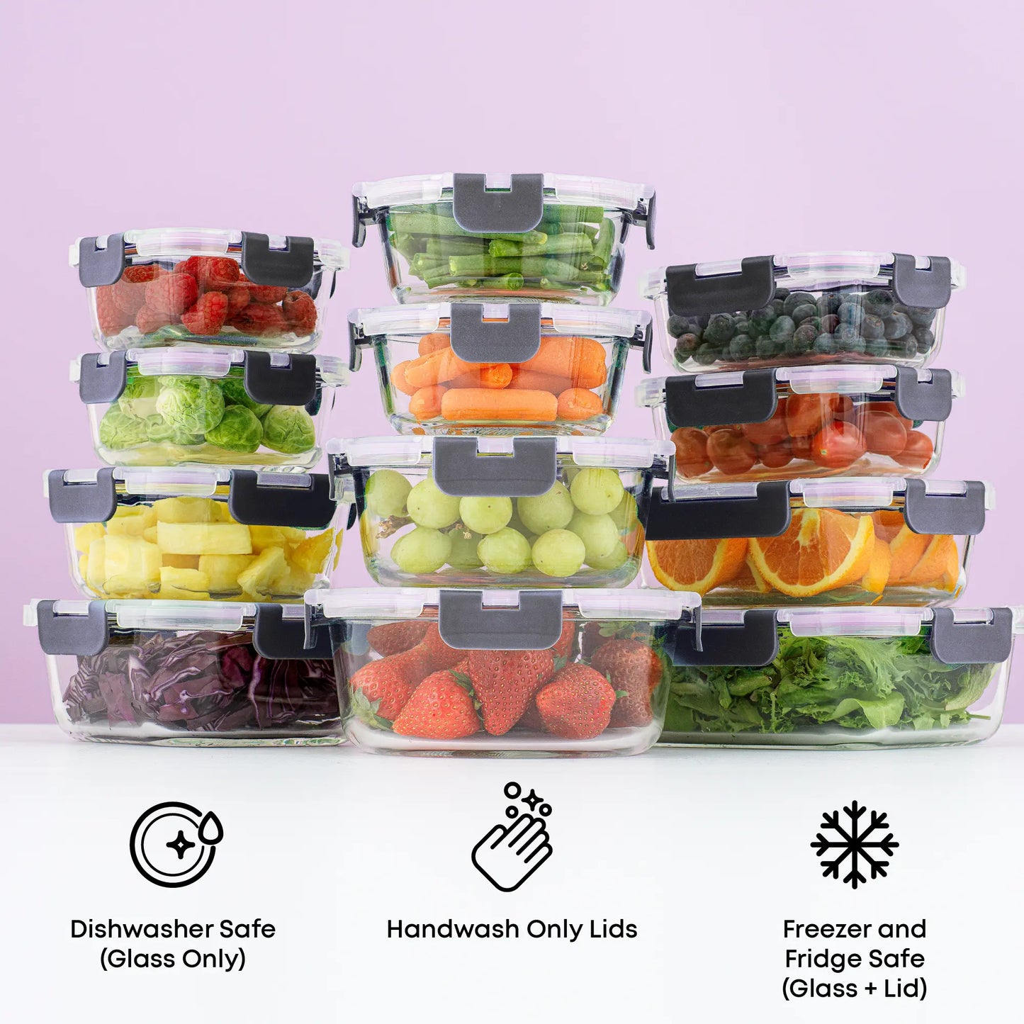 PremiumBorosilicateGlassStorageContainerswithLids Set Ultimatel12pc forLunchFoodstorage MealPrep Safe inFridge,Freezer,AndDishwasherSafe