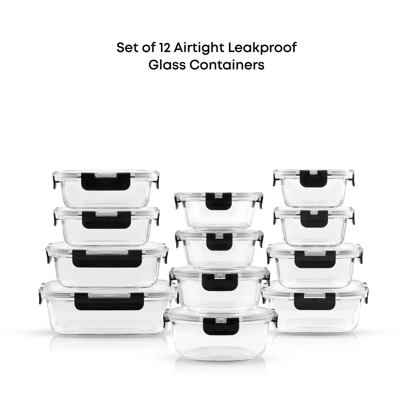 PremiumBorosilicateGlassStorageContainerswithLids Set Ultimatel12pc forLunchFoodstorage MealPrep Safe inFridge,Freezer,AndDishwasherSafe