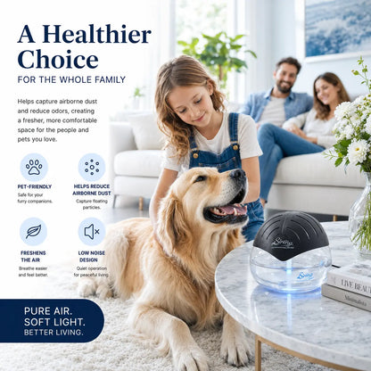 Water Air Purifier with Essential Oil Diffuser & LED Night Light, Home Air Cleaner for Odors, Smoke & Pets