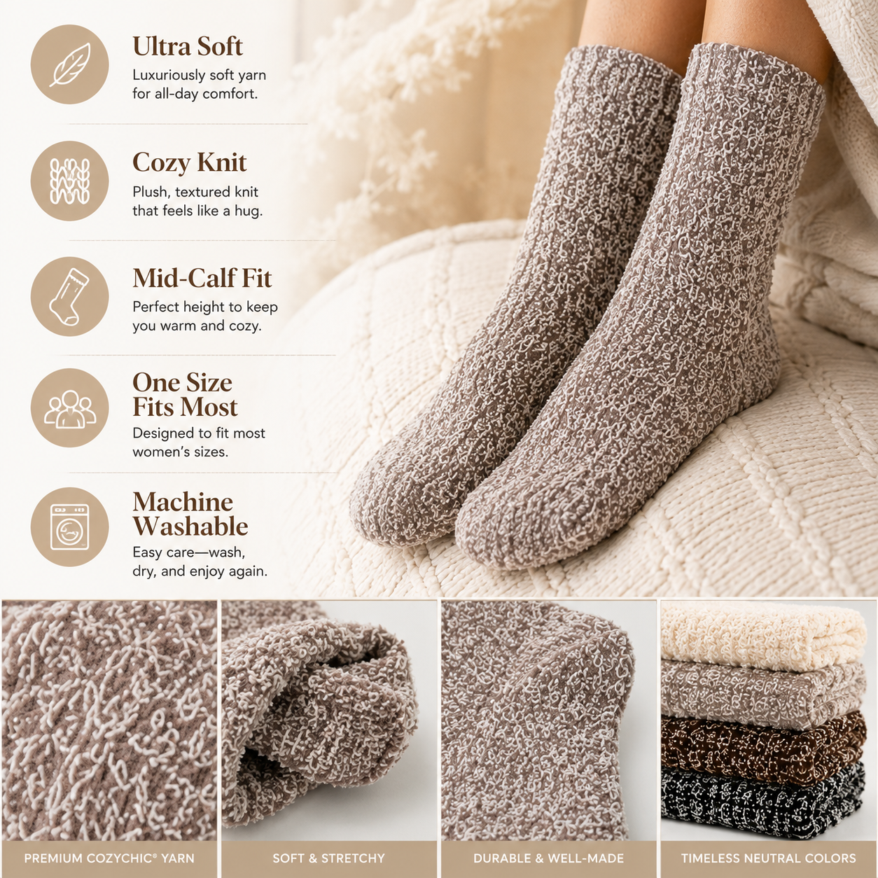 Cozy Knit Ultra-Soft 4-Pair Sock Gift Set
