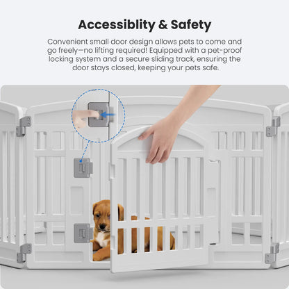 Portable Pet Playpen with Lockable Gate – Foldable Puppy Fence for Indoor & Outdoor Use