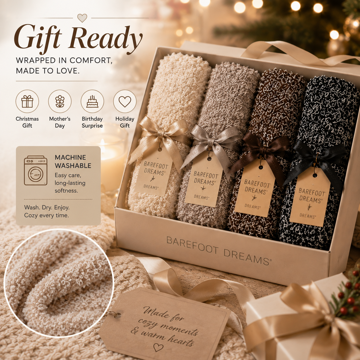 Cozy Knit Ultra-Soft 4-Pair Sock Gift Set