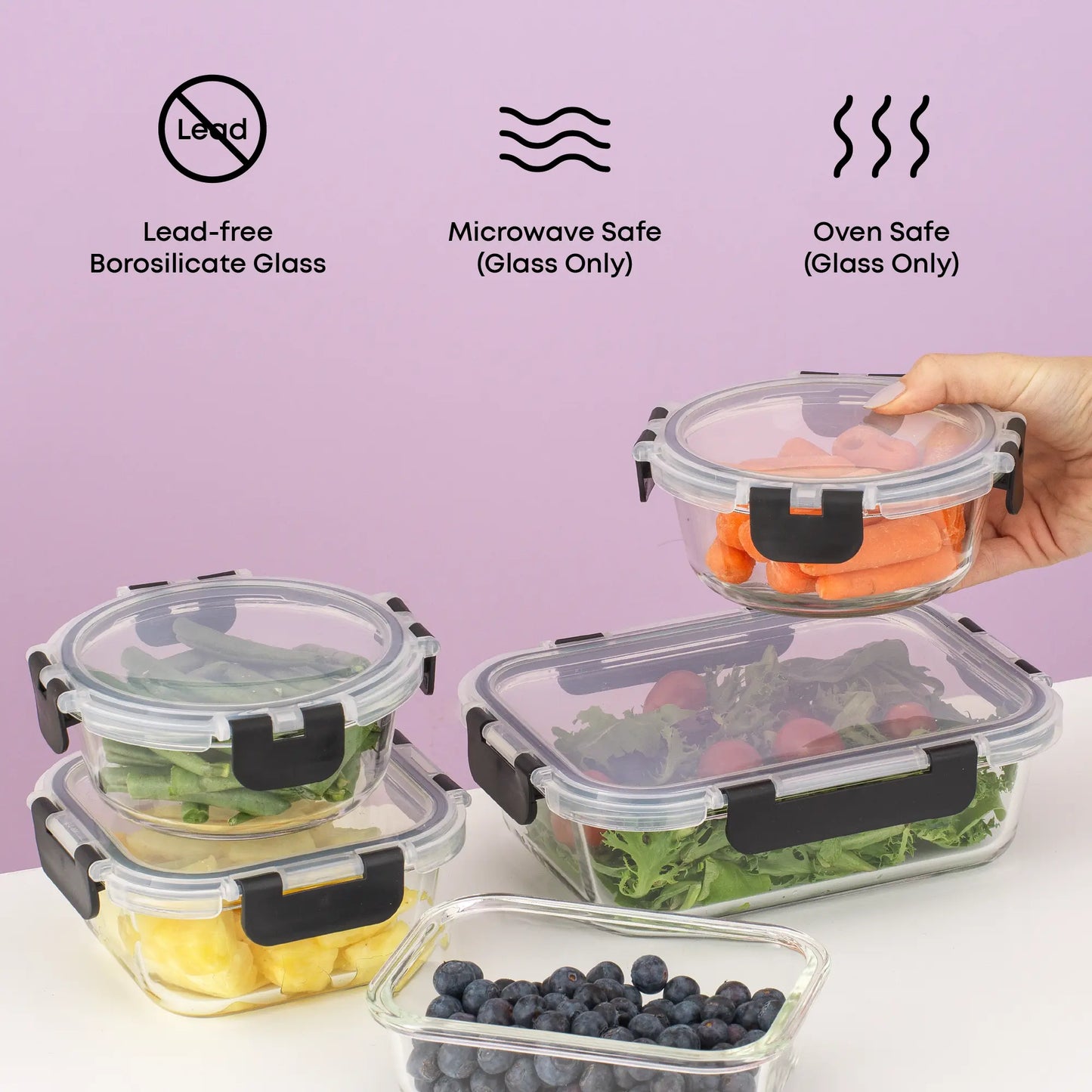 PremiumBorosilicateGlassStorageContainerswithLids Set Ultimatel12pc forLunchFoodstorage MealPrep Safe inFridge,Freezer,AndDishwasherSafe