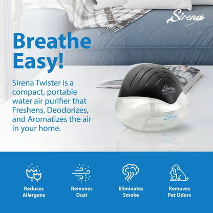 Water Air Purifier with Essential Oil Diffuser & LED Night Light, Home Air Cleaner for Odors, Smoke & Pets