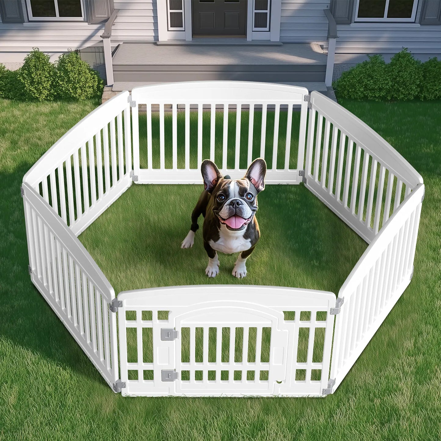 Portable Pet Playpen with Lockable Gate – Foldable Puppy Fence for Indoor & Outdoor Use
