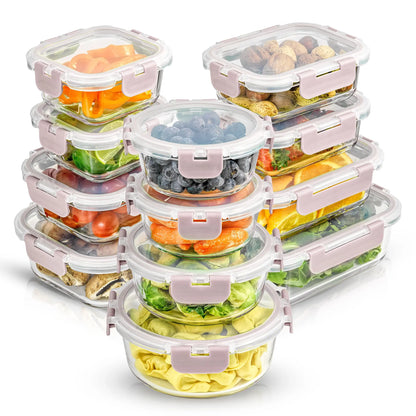 PremiumBorosilicateGlassStorageContainerswithLids Set Ultimatel12pc forLunchFoodstorage MealPrep Safe inFridge,Freezer,AndDishwasherSafe