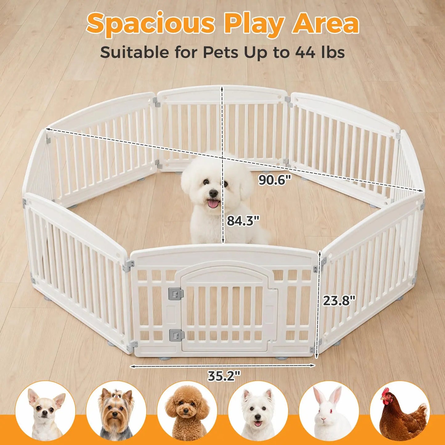 Portable Pet Playpen with Lockable Gate – Foldable Puppy Fence for Indoor & Outdoor Use