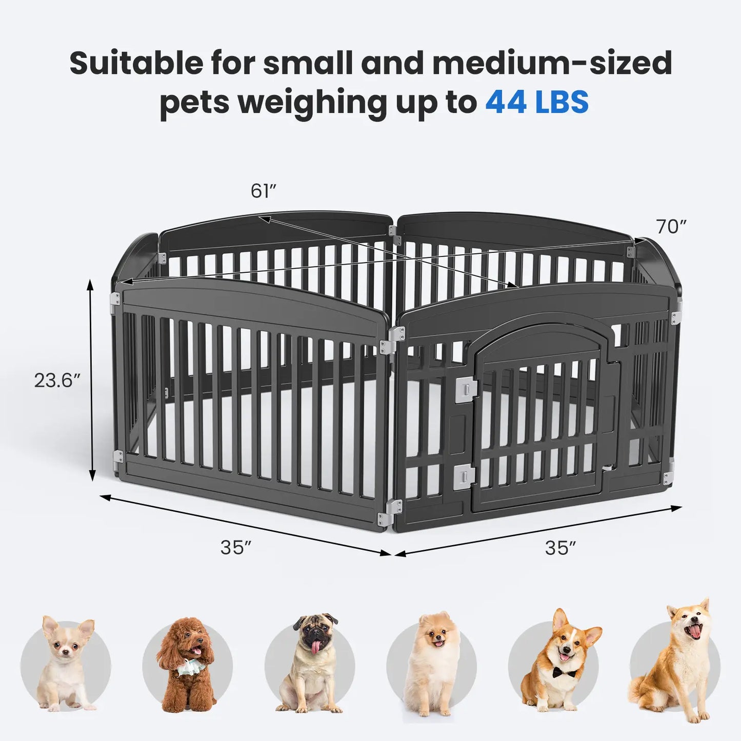 Portable Pet Playpen with Lockable Gate – Foldable Puppy Fence for Indoor & Outdoor Use