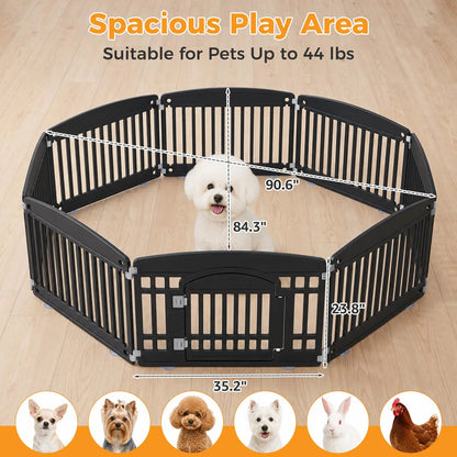 Portable Pet Playpen with Lockable Gate – Foldable Puppy Fence for Indoor & Outdoor Use