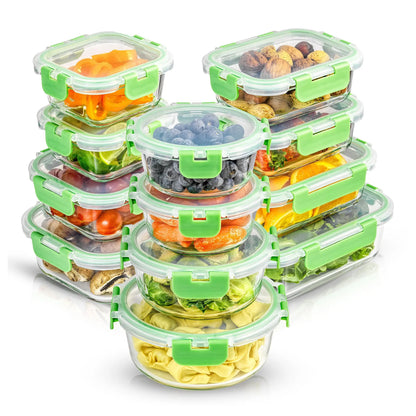 PremiumBorosilicateGlassStorageContainerswithLids Set Ultimatel12pc forLunchFoodstorage MealPrep Safe inFridge,Freezer,AndDishwasherSafe