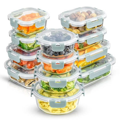 PremiumBorosilicateGlassStorageContainerswithLids Set Ultimatel12pc forLunchFoodstorage MealPrep Safe inFridge,Freezer,AndDishwasherSafe